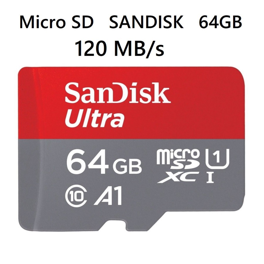 Micro SD 64GB Garansi 5 tahun Speed 120 Mbps Micro SDXC card Sandisk