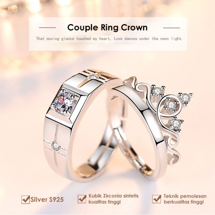 TTCR-RRE249 TINO-Tino Set Cincin Couple Titanium Perak 925 Anti karat/Ring Couple Premium/Cincin Tunangan murah