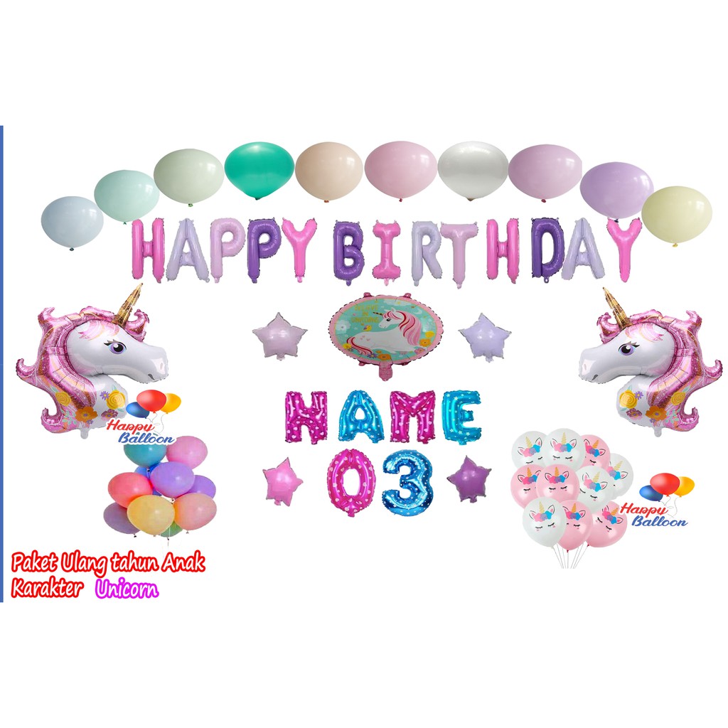 Paket Ulang Tahun anak Tema unicorn | Dekorasi Ulang Tahun Anak