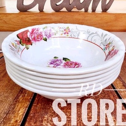 PROMO 6.PCS MANGKOK ULIR MOTIF ROSE MELAMINE