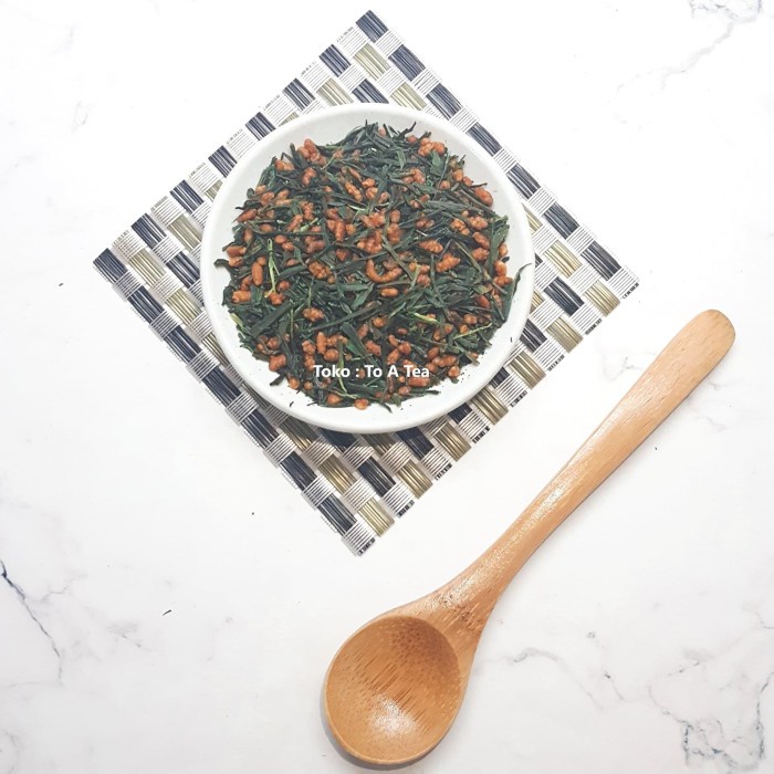 

teh-daun- kazu (sencha) genmaicha - 100% japanese roasted rice green tea 50g -daun-teh.