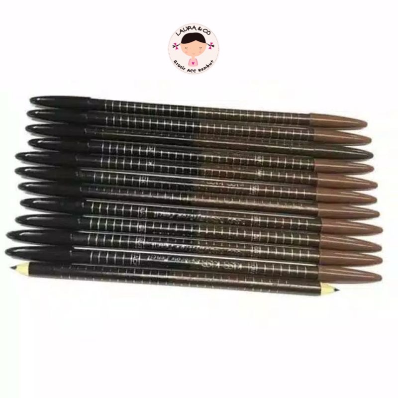 Pensil Alis 2in1 Murah Kiss Bolak Balik isi 12pc grosir lusinan