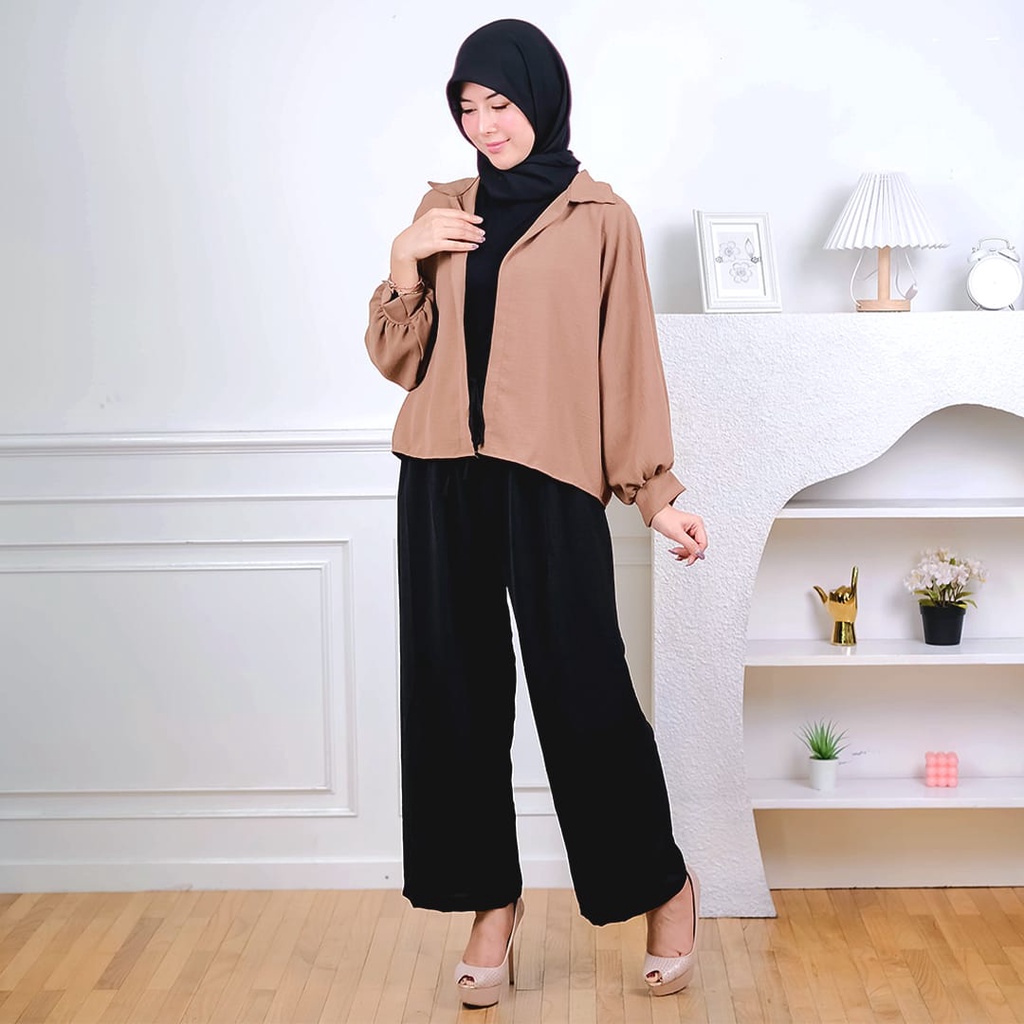 AFI - EC - ⭐️ PREMIUM AIRFLOW CRINCLE ⭐️ Marshey Batwing Oversize Outer CRINCLE-Coklat