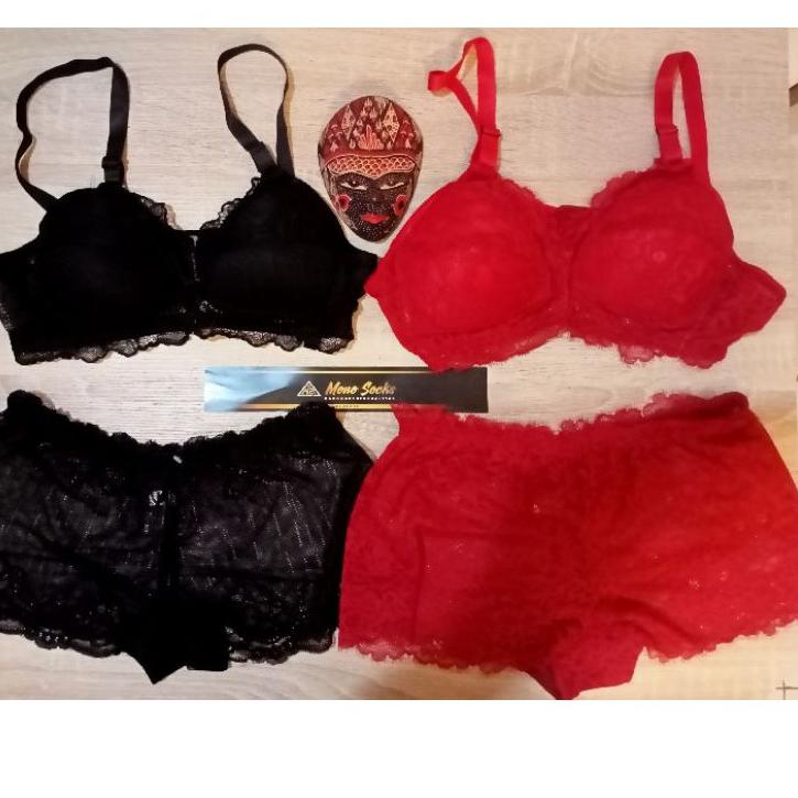 ⚡ERBA MURAH[HITAM]BRA SET + CD HITAM,LINGERIE,BH SET + CELANA DALAM,BRA SET + CELANA DALAM FULL REND