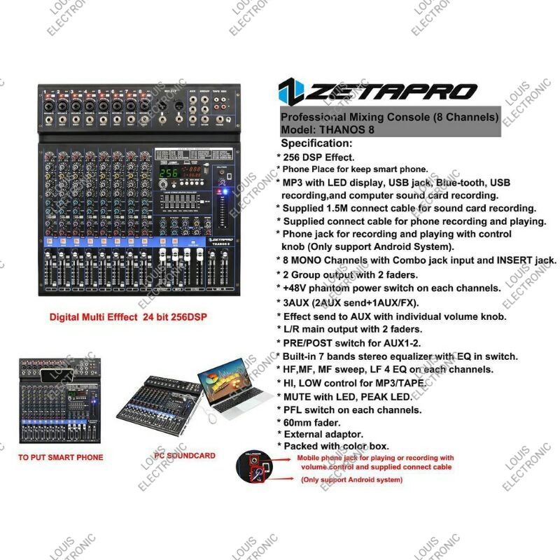 Mixer Audio ZETAPRO THANOS 8 THANOS8 8 Channel ORIGINAL