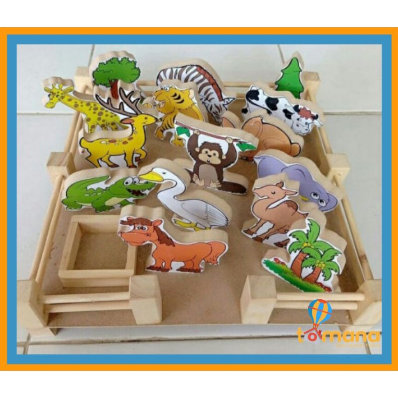 MAKET HEWAN/ MAINAN MINIATUR HEWAN/ MAINAN KAYU KEBUN BINATANG/ MAINAN BINATANG KAYU/MINIATUR KEBUN 