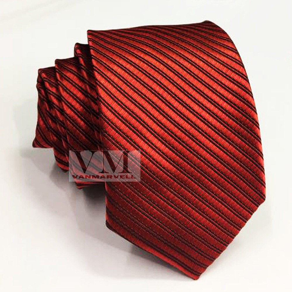 VM Dasi Merah Polos Garis Slim - Dasi Merah