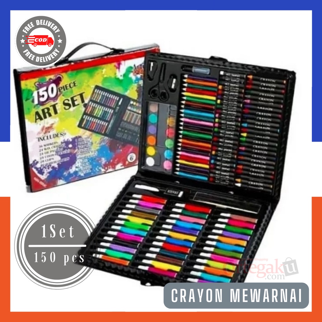 

ART SET CRAYON MEWARNAI ISI 150 Pcs | KRAYON ANAK PENSIL WARNA | OIL PASTEL, Alat Menggambar Lukis Anak Paud , Tk isi 68, 208 piece, Paket Alat Tulis Karakter Murah