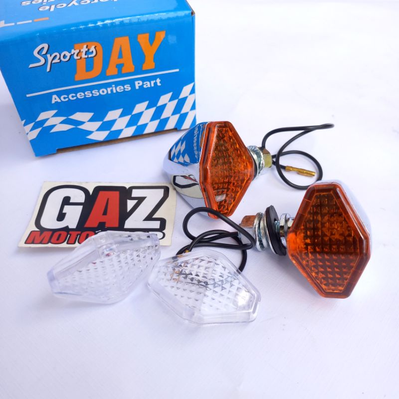 Reting Diamond Besi Double Kaca Import Lampu Sein Reteng CB GL Tiger Megapro