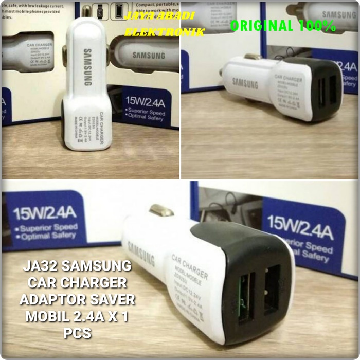 J32 SAMSUNG ADAPTOR MOBIL 2.4A 2 PORT CHARGER SUPPORT FAST CHARGING AKI ACCU DC TRAVEL ADAPTER CHARGER adaptive saver cas casan adaptor mobil super aki accu ac dc travel adapter charge dual usb bisa segala jenis handphone androit tc quick charge universal