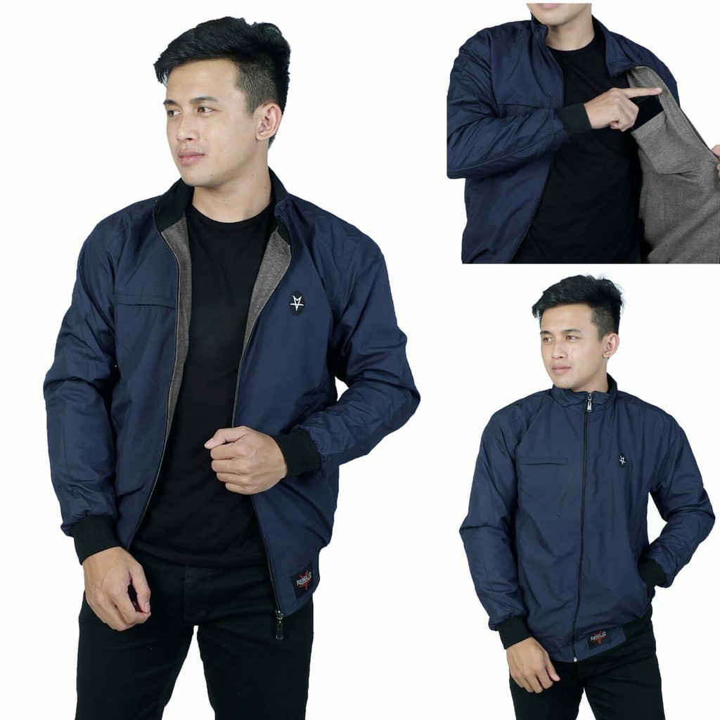 ARS JAKET PRIA CASUAL SIMPLE ORIGINAL REBEL ID / JAKET MOTOR PRIA / JAKET BOMBER / JAKET SGM-Navy | SGM