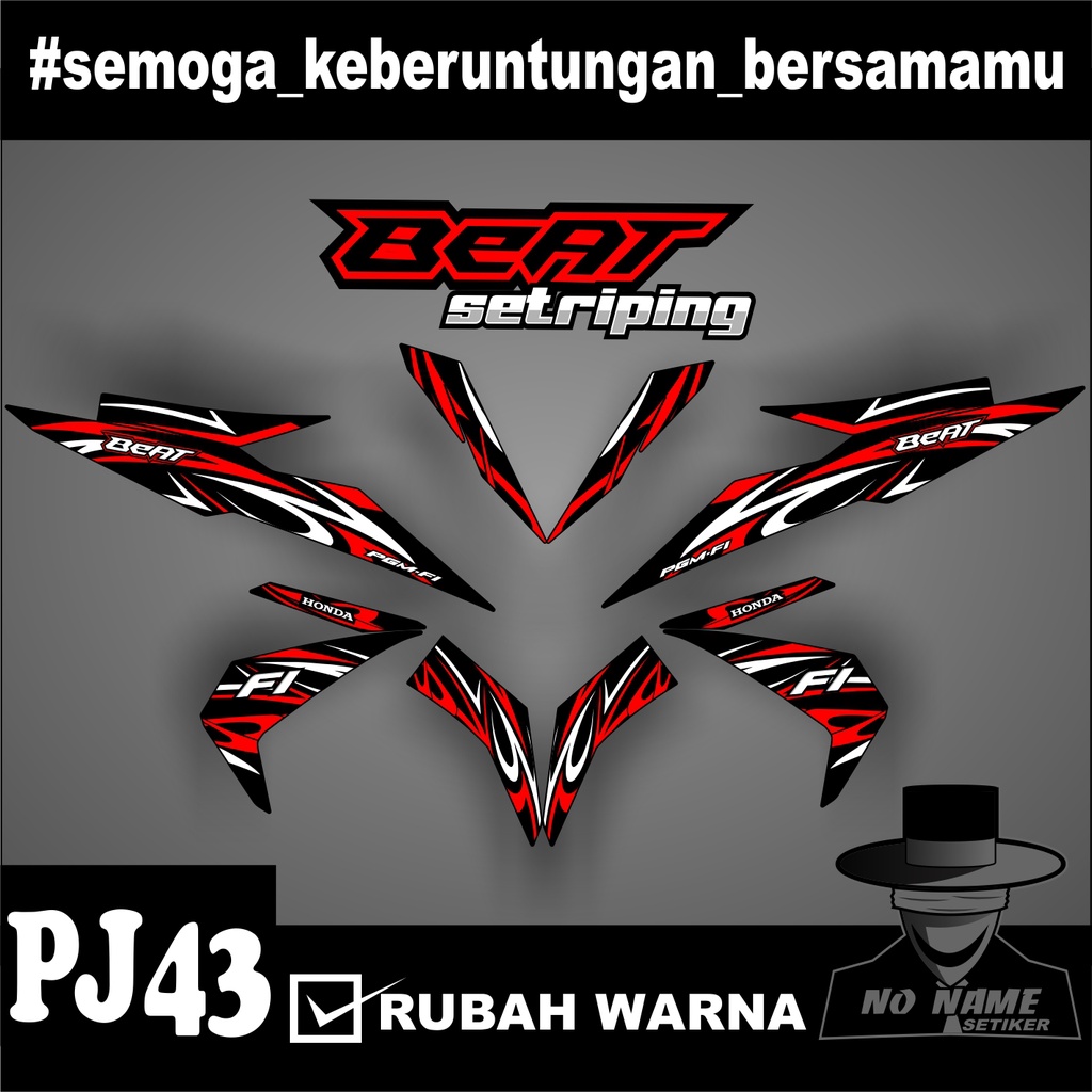 Striping stiker setiker Motor Beat esp (pj43) 2016 2017 2018 2019 / Fi New Esp Iss Variasi Honda 002