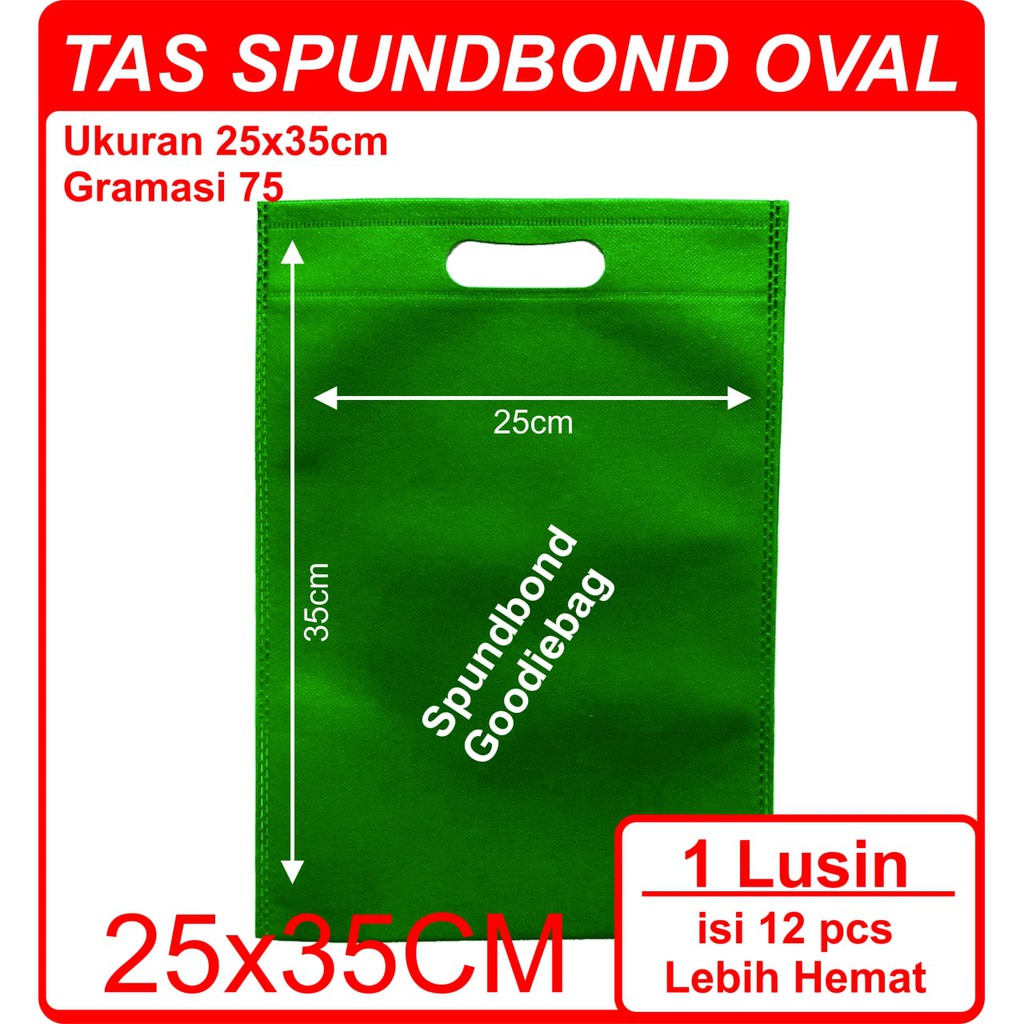 

Kodi Goodie Bag Spunbond Oval Warna Hijau Tua 25cmx35cm / Tas Souvenir