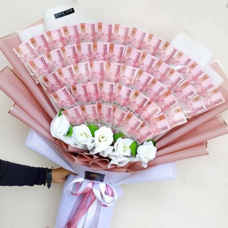 bucket bunga uang asli/mahar pernikahan uang asli (wajib chat sebelum order)