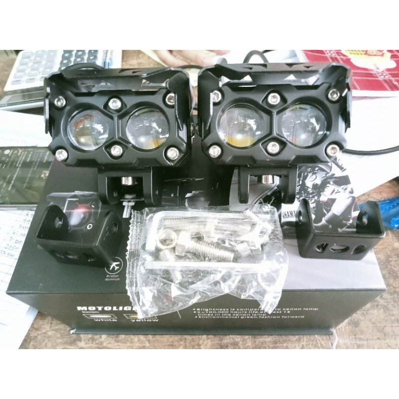 2pcs/sepasang Lampu tembak Sorot /SQL 2 MATA Motor Mobil Dua Warna led MT27 high low White water proof mobil