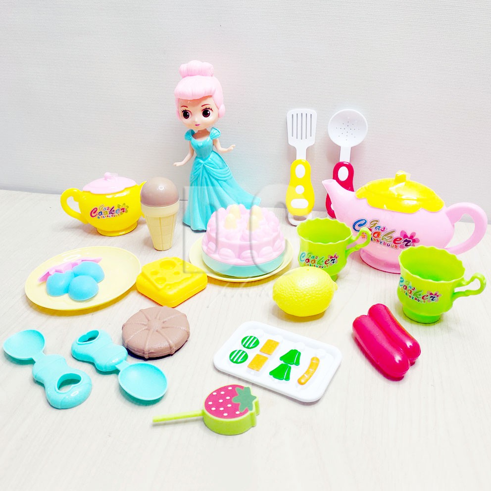 Princess Her Pet Mainan Boneka Frozen Masak-masakan Telur Ice Cream Sosis Lemon Sushi Keju Cake Tart