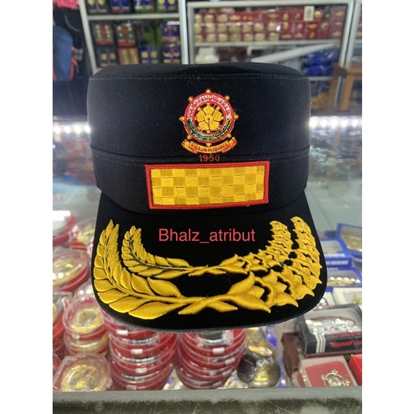 Topi komando pol pp HITAM gol 4C 4D 5A