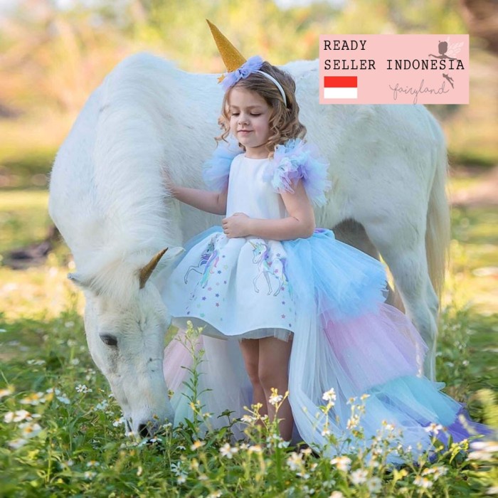 Gaun Anak - Baru Gaun Ulang Tahun Unicorn Dress Anak Perempuan Kostum Unicorn Code