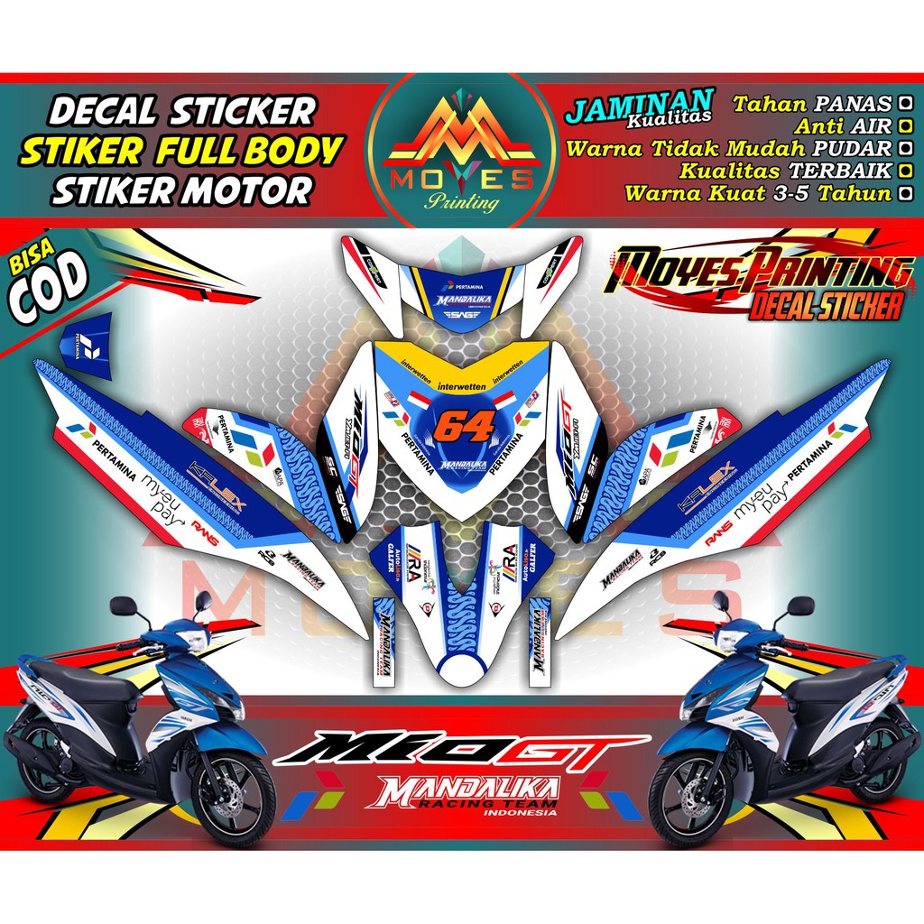 Decal Mio GT Stiker Motor Mio GT Decal Yamaha Mio GT Pertamina Mandalika