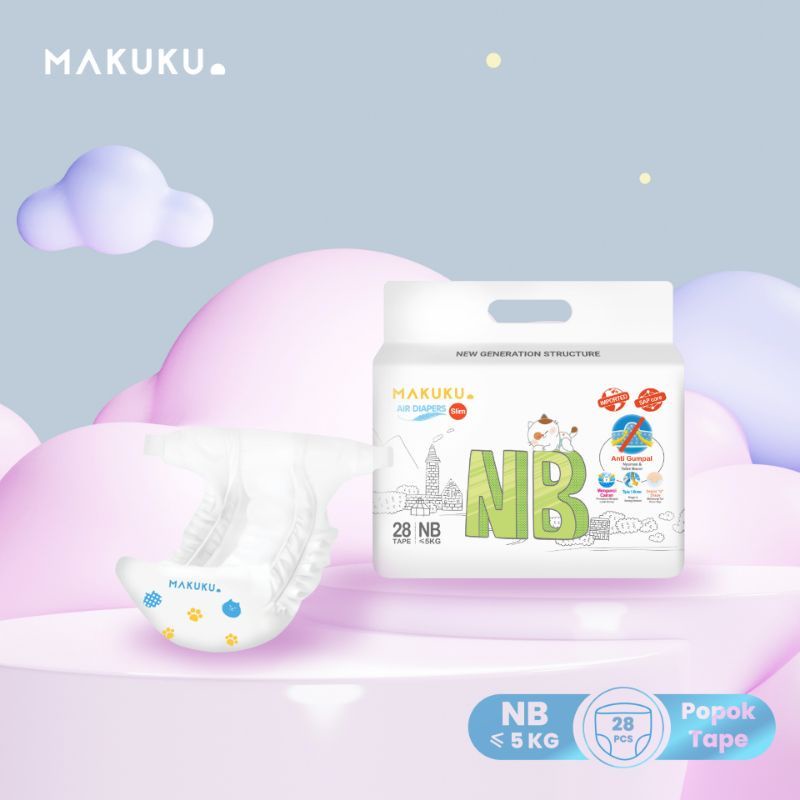 Makuku Air Diapers Tape NB28 (Setara Mamypoko Royal Soft)