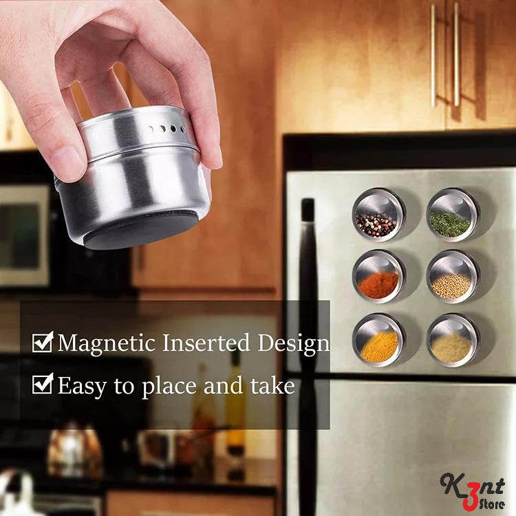 Tempat Bumbu Dapur  Magnet Gantungan Tempel Tempat Bumbu Dapur Kulkas Magnetic Spice Jar Storage Con