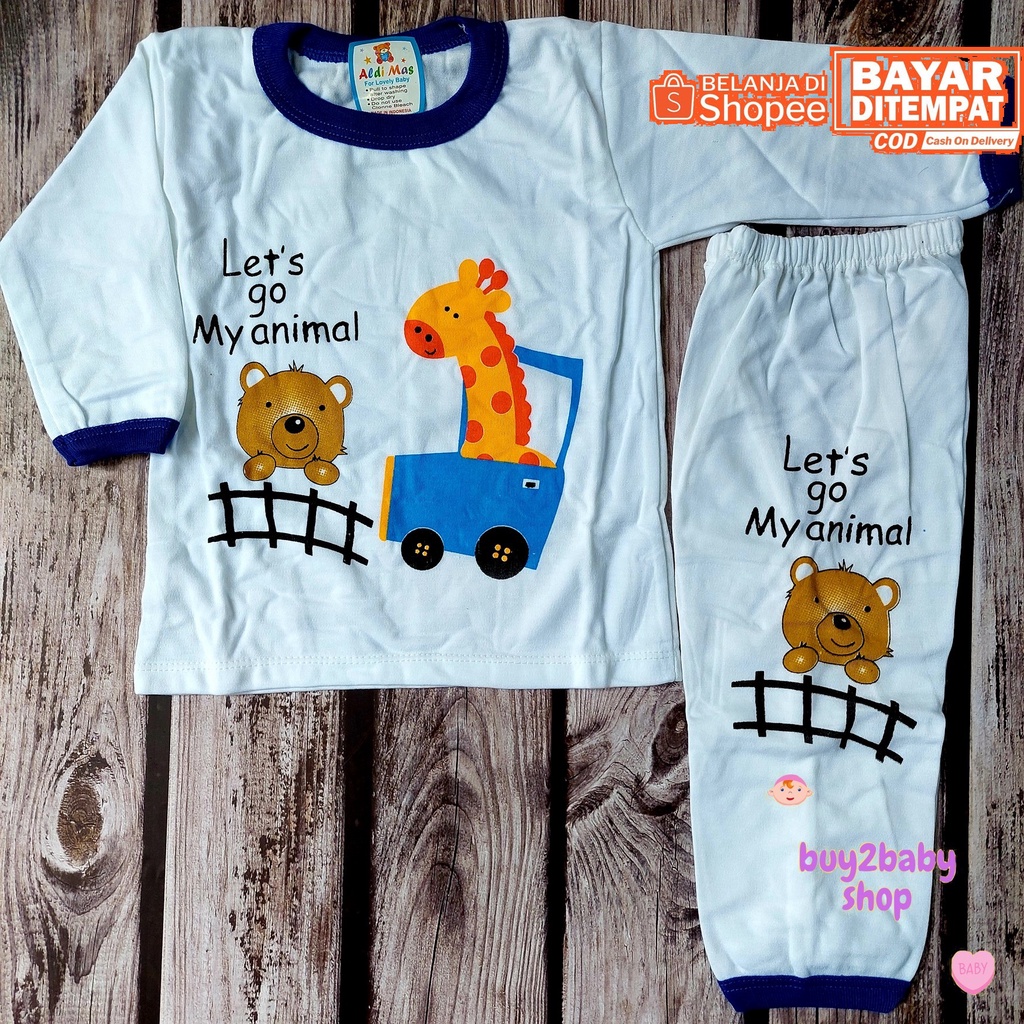 Setelan bayi kaos panjang celana panjang murah berkualitas animal series usia 6-12 Bulan