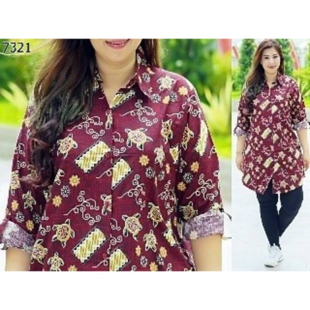 Kemeja batik jumbo tunik jumbo baju batik cewek jumbo 7321 KURAKURA