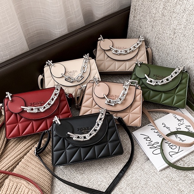 Tas Wanita iBAGS 2918 Tas Selempang Rantai Silver Wanita Fashion Import 7520(E7H5) Tas Wanita Brande