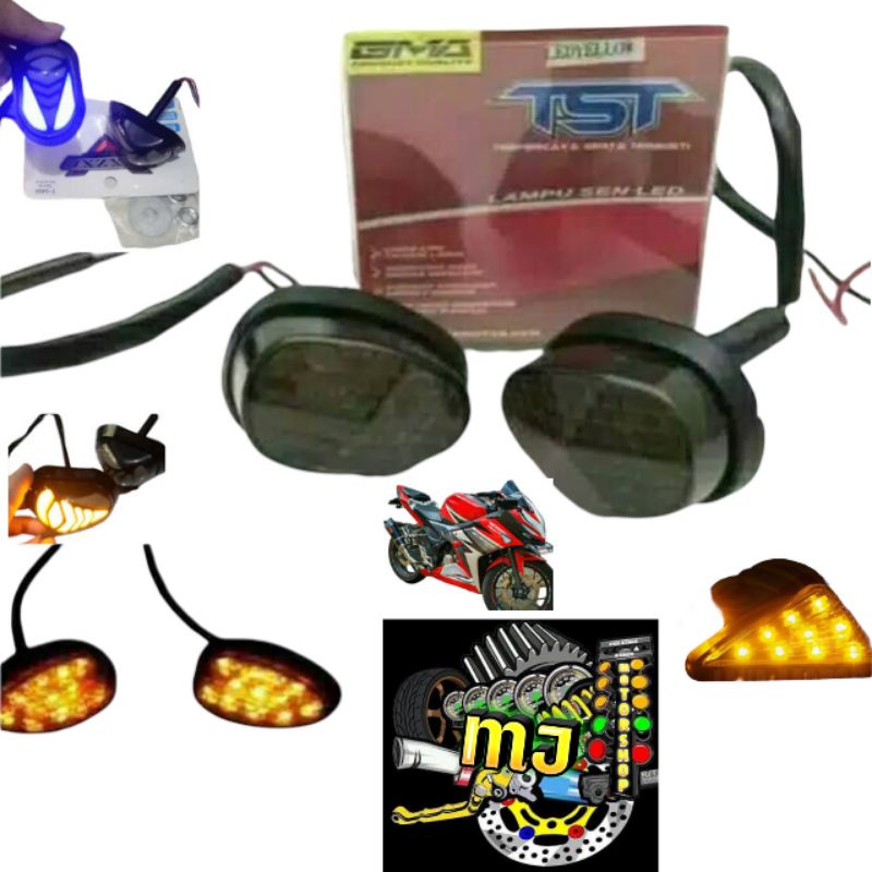 Sen Tempel Lampu Sen Led Oval Gma Tst Original Universal R15,Cbr150r,Gsx,Ninja,R25 &amp; Motor Lain Nya