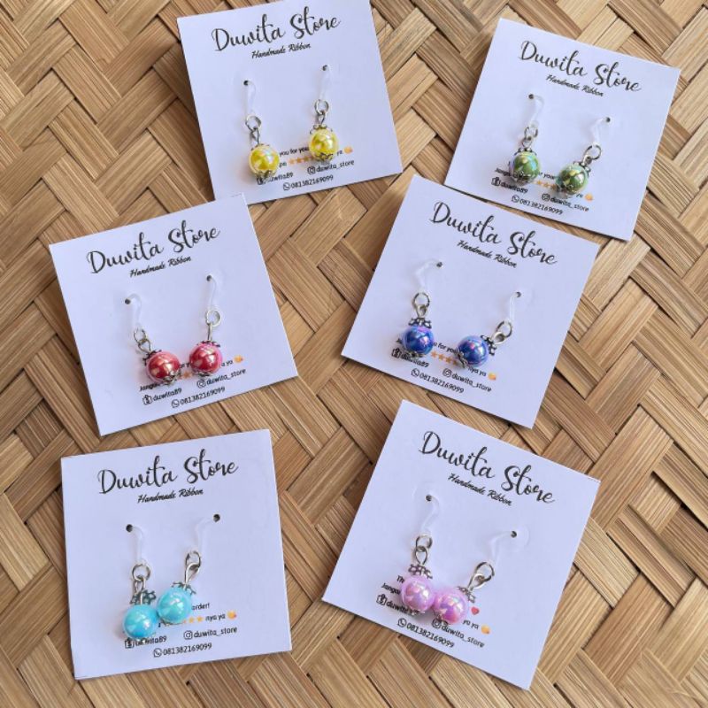 HANDMADE ANTING ANAK/DEWASA KAITAN PLASTIK MOTIF MUTIARA MINI