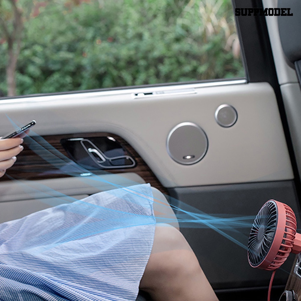 Kipas Angin Pendingin Elektrik USB Mount Ac Mobil Rotasi 360 Derajat Dengan Lampu LED