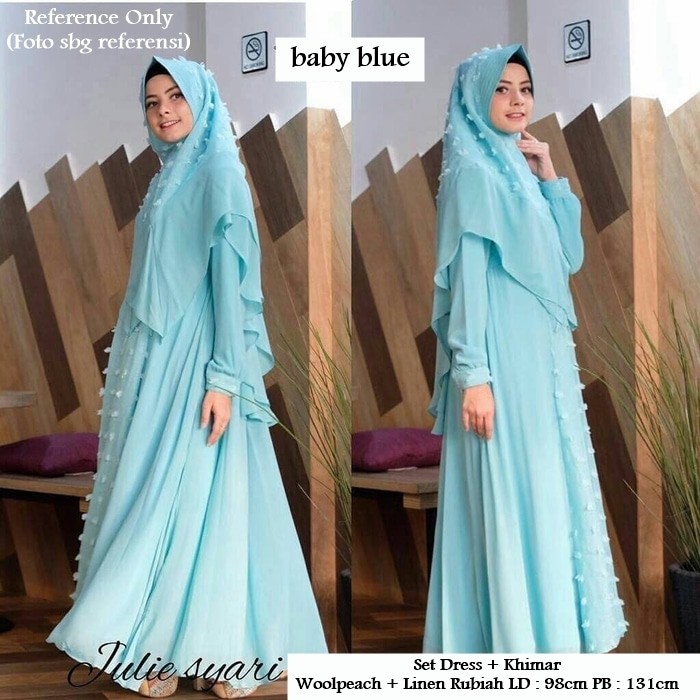 Dress Rok Wanita Baju Muslimah Julie Syari Baby Blue