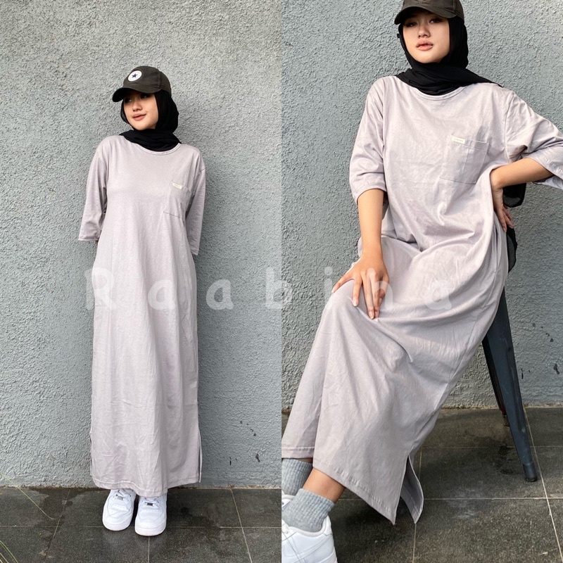 RAABIHA Kyla Dress Shirt (Kaos Dress) | Mididress Kaos | Tunik Kaos