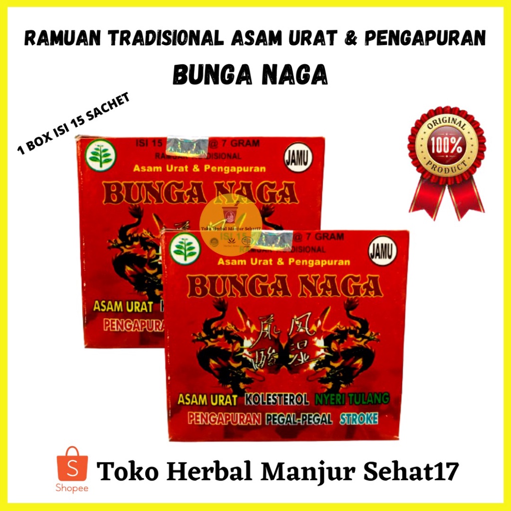 Jual Jamu Bunga Naga Serbuk Original 1 Box Isi 15 Sachet Obat Asam