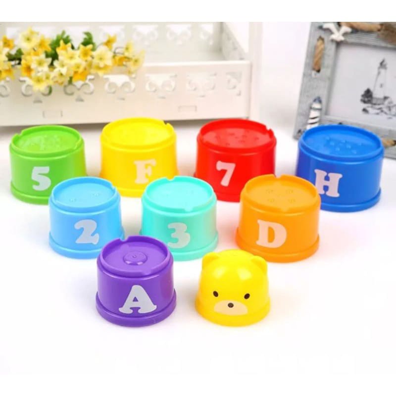 ~ PIYOSHI08 ~ Mainan Edukasi Anak Bayi Susun Cangkir Stacking Cup Tower Puzzle MA41