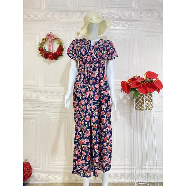 DASTER SERUT NON RUFFLE / DASTER SERUT RAYON PANJANG SEMATA KAKI-N-Flowers Nvy