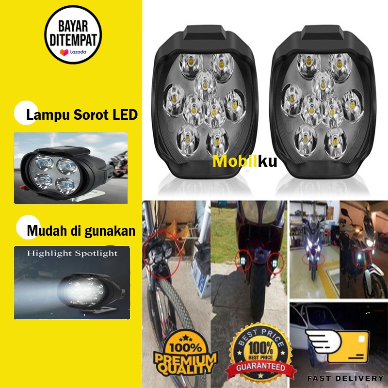 [BISA COD] Lampu Tembak Sorot LED Spion Motor Work Light Cree 6 Mata 10 Watt 12V