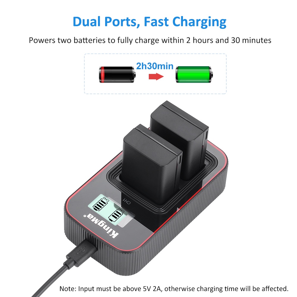 KingMa Charger Baterai 2 Slot for Nikon Z50 ZFC - EN-EL25 - Black