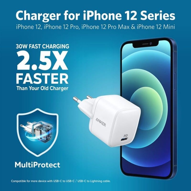 Wall Charger Anker Powerport III 20W Cube iphone 12 Original