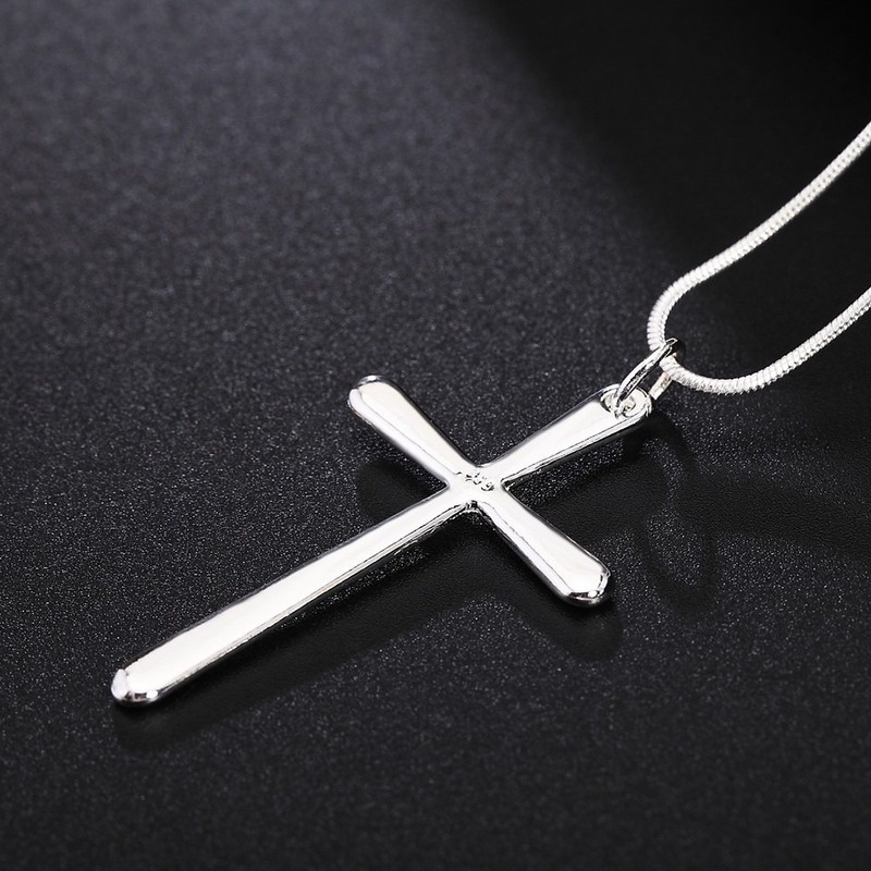 [Ready Stock]Fashion Personality Cross Simple Silver Necklace