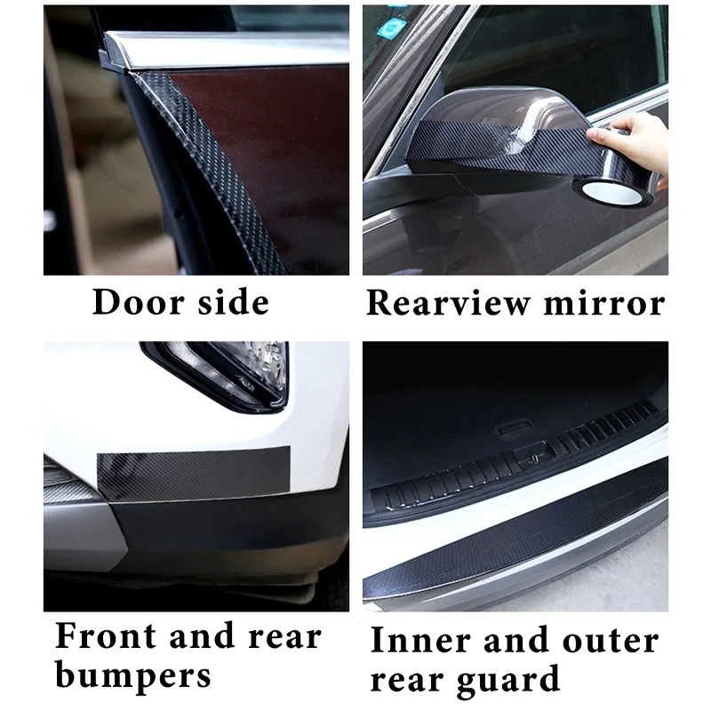 Diy Tempel Strip Pelindung Pelindung Film Pelindung Tape Anti Scraping Untuk Cermin Samping Ambang Mobil 3cm 5cm 7cm 10cm 3D Stiker Mobil Serat Karbon