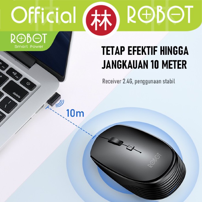 Robot M205 Wireless Mouse Optical 2.4G &amp; Tombol Sakelar DPI