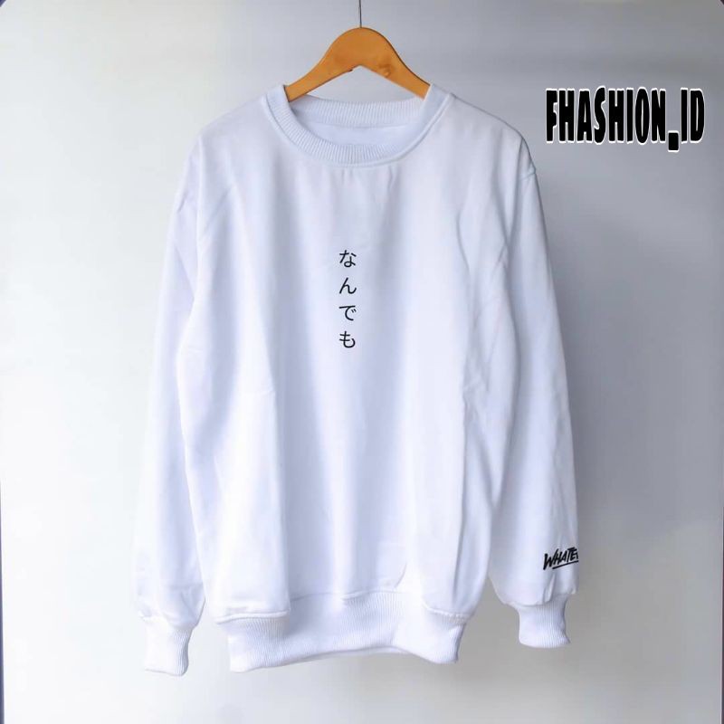 Sweater Crewneck Pria Distro Original Putih Switer Oblong Cowok Brand Lokal Bandung Ori Cowo Japan