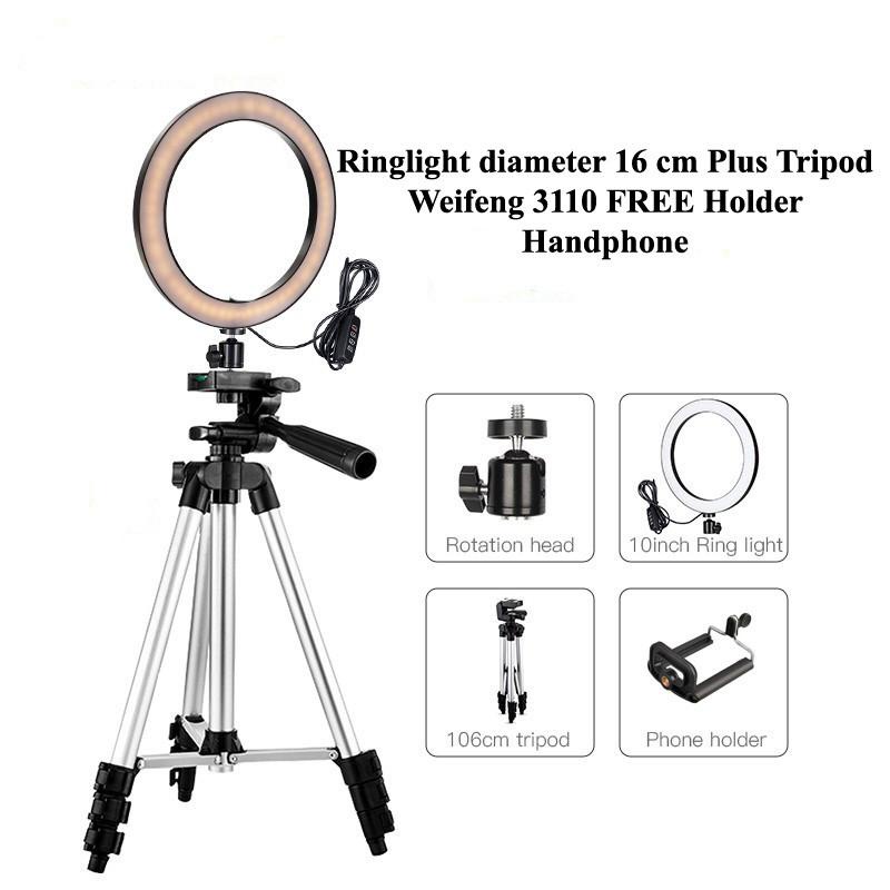 Trend-Ringlight 16 cm Plus Tripod FREE Holder Handphone