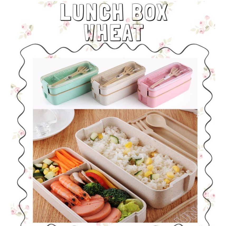 3 susun Kotak Free Cutlery Kotak Makan Baru 900ml Lunch Box Kotak 3 susun free Sendok dan garpu ( alat makan ) Gratis Cutlery Set/Anti bocor