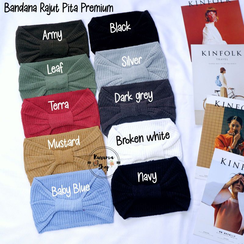 Bandana Rajut Pita Premium/Bandana Karet