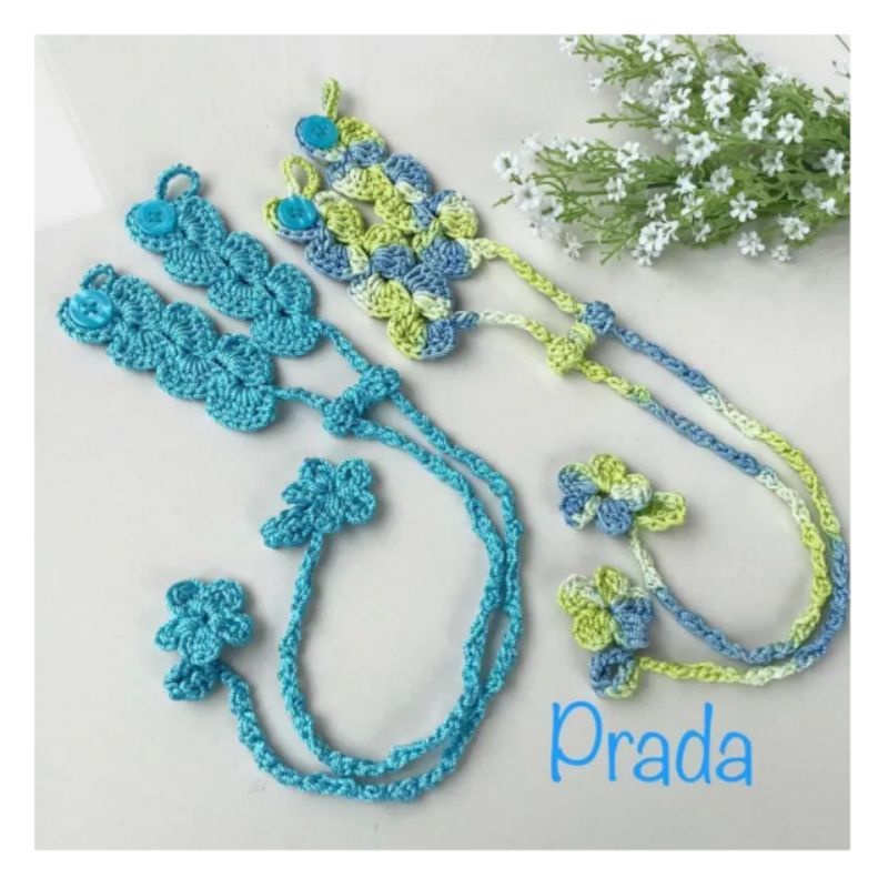 strap masker rajut prada/aksesoris/aksesoris masker/strap masker hijab/strap masker 2 in 1/konektor 