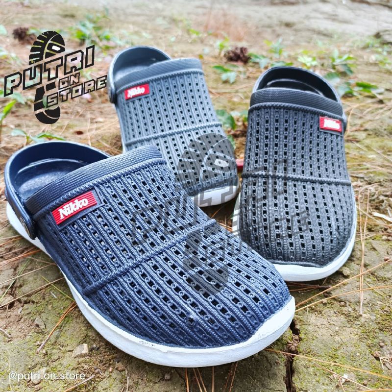 Sandal sepatu slop selop cowok pria karet BAKPAO anti air awet NIKKO 8151