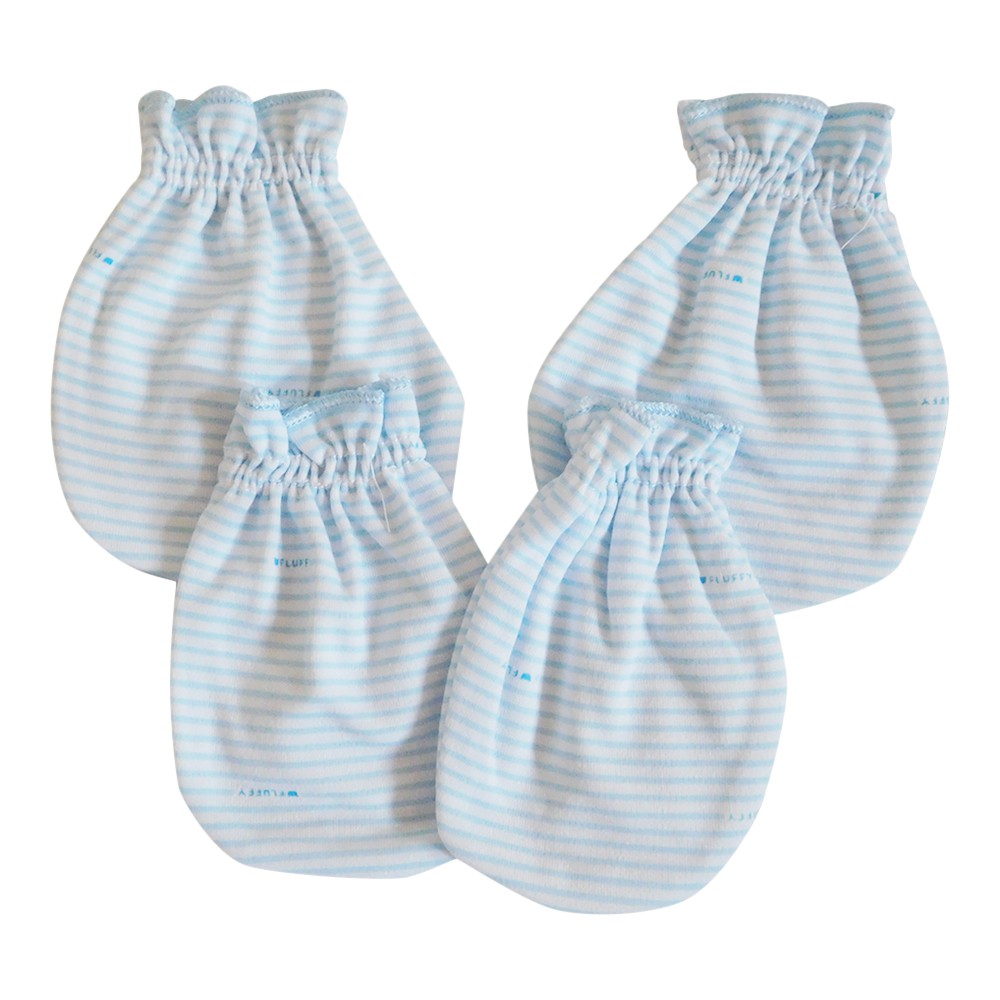 Sarung Tangan dan Kaki Bayi Newborn Salur merk Fluffy ( Isi 1 set )