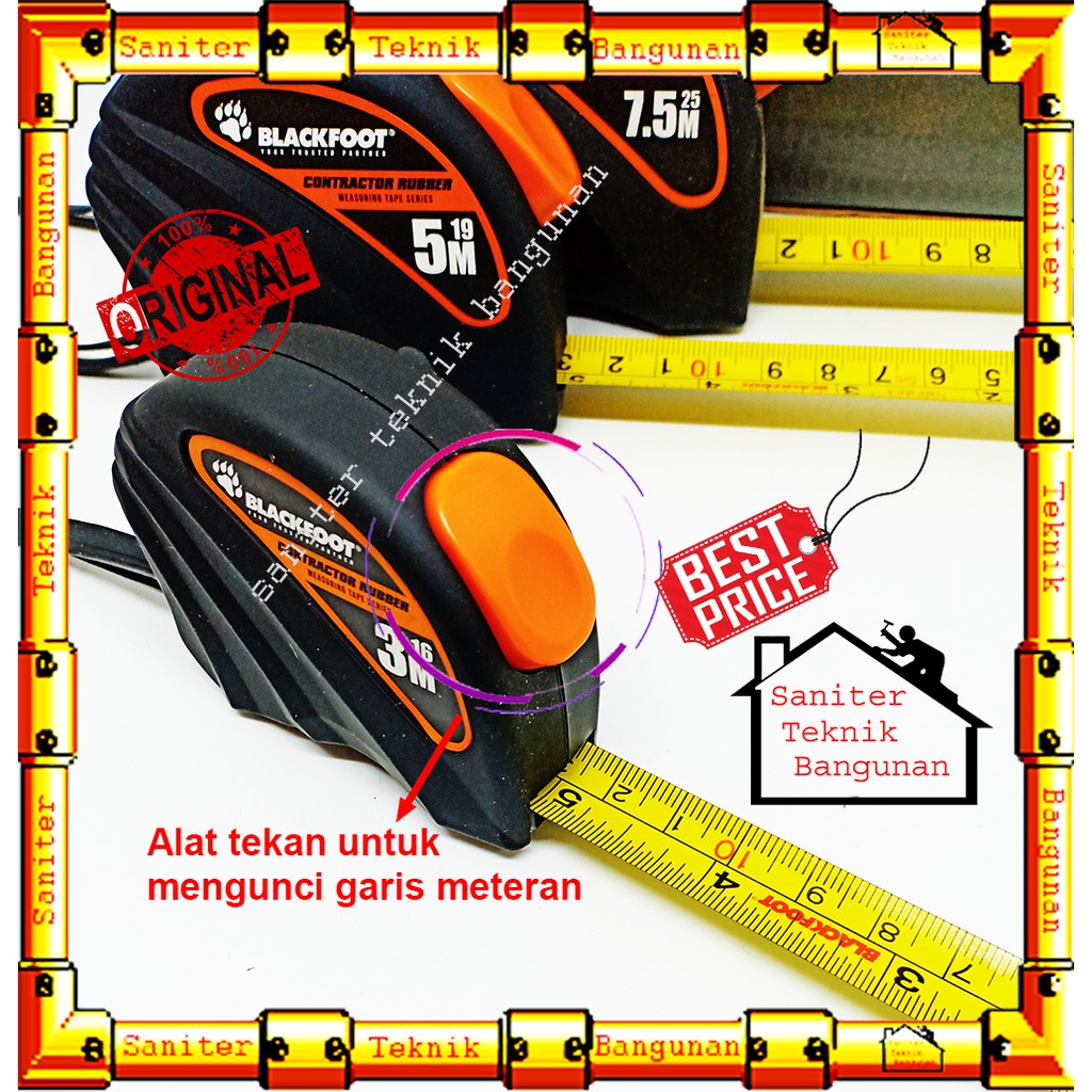 METERAN BLACKFOOT-ALAT UKUR-METERAN ROLL 3M 5M 7.5M